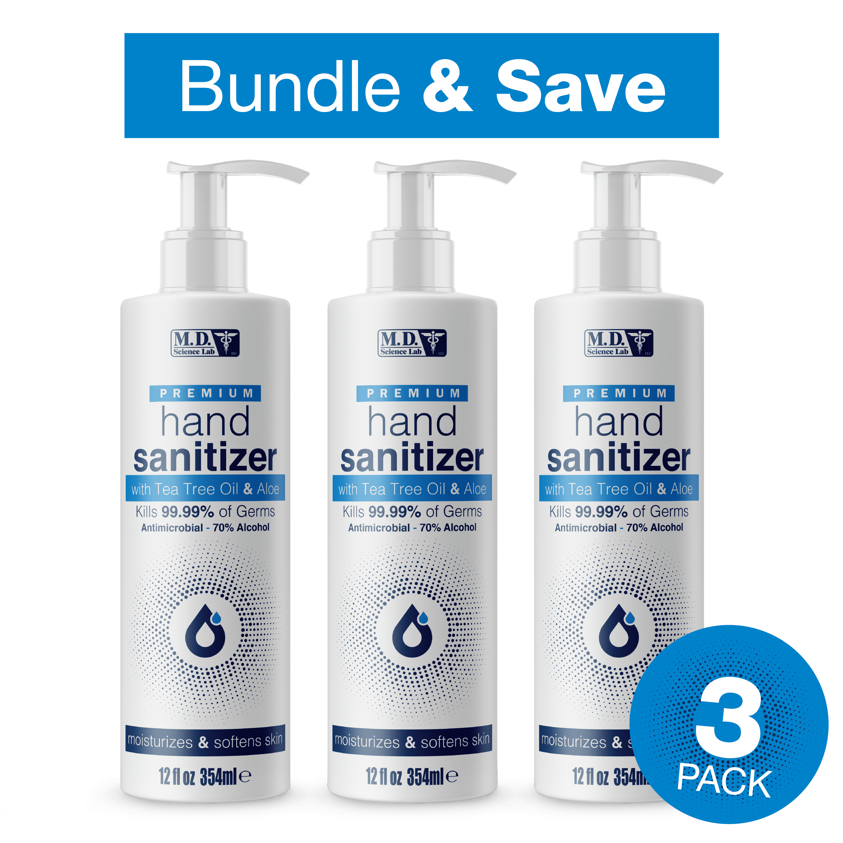 MD Science Lab Premium AlcoholBased Hand Sanitizer 12oz 3PACK