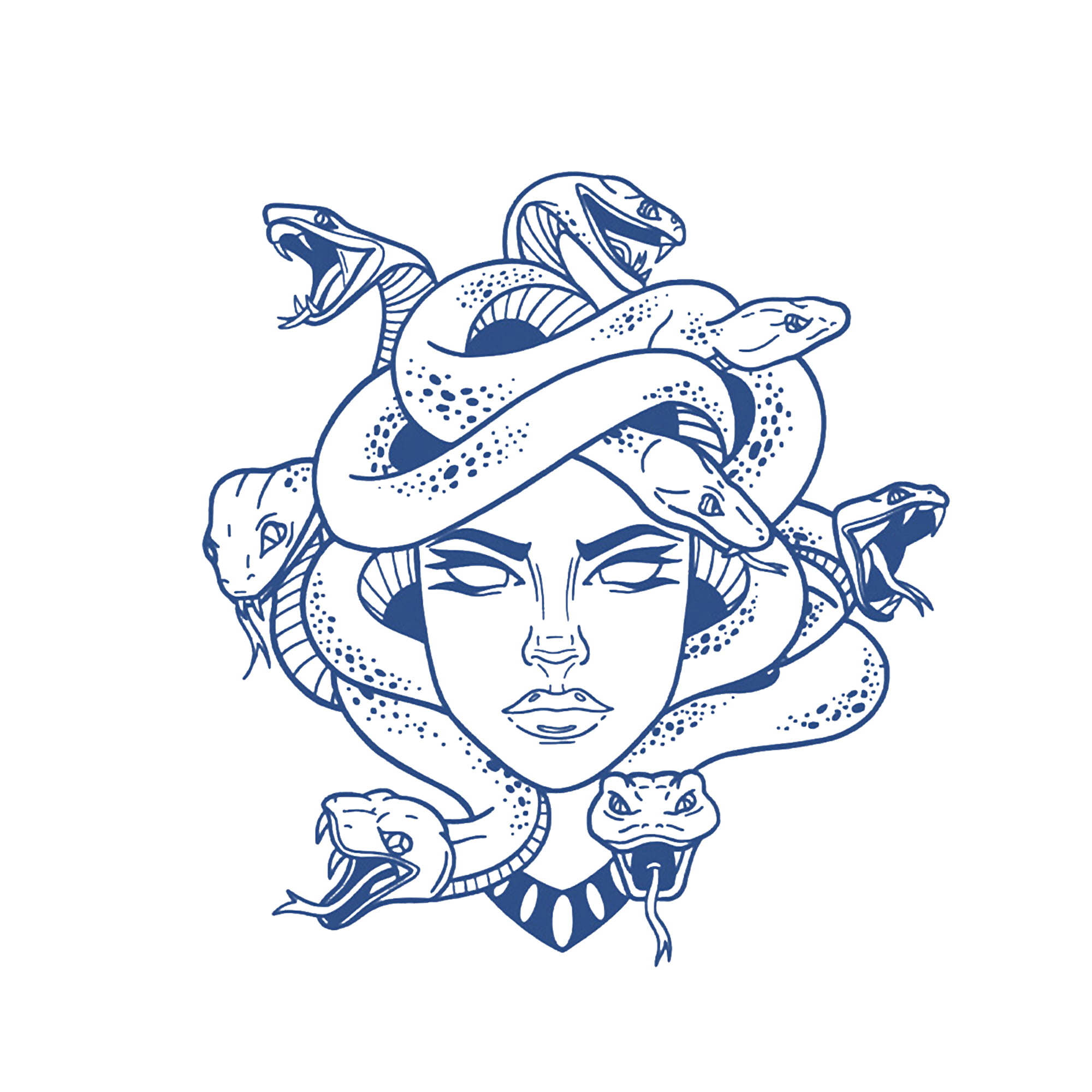 Listenwind Women Semi-Permanent Medusa Tattoo Sticker, Solid Color  Long-Lasting Snake Female Pattern Tattoo Sticker 