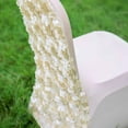 thumbnail image 2 of Balsa Circle 10 Champagne Satin Raised Roses Spandex Stretchable Banquet Solid Chair Covers Slipcovers, 2 of 8