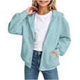 thumbnail image 2 of ZOYOEN Girls Hoodie with Pocekts- Long Sleeve Loose Fit Casual Lightweight Zip Up Kids Fall Jacket Light Blue Size 12, 2 of 6
