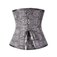 thumbnail image 4 of SAYFUT Women Retro Pattern Knitting Underbust Corset Lumbar Buckle-Up Waist Training Corset Shapewear Black/Brown/Gray, 4 of 7