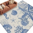 thumbnail image 2 of 6'x9' Area Rugs, Blue Coastal Starfish Indoor Outdoor Area Rug for Living Room Bedroom, Beach Ocean Nautical Shells Conch Washable Bathroom Rugs Kitchen Floor Carpet Mats Home Decor Aesthetic, 2 of 8