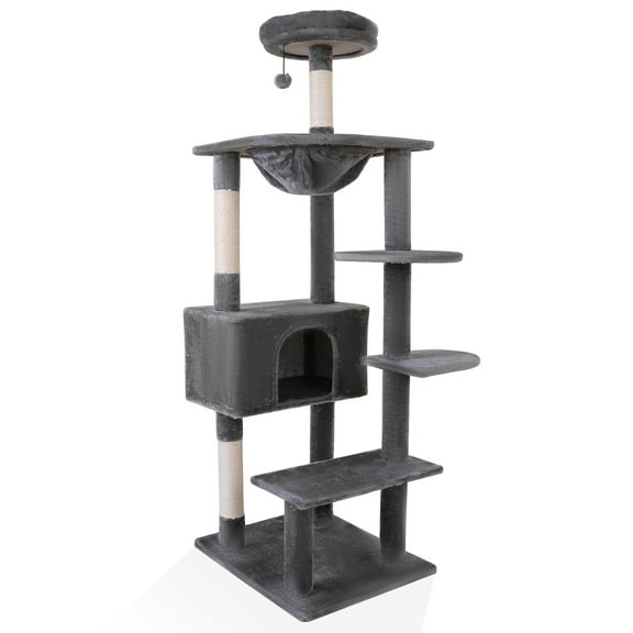 Vibrant Life 70” Cat Tree for Indoor Cat,Multi-Level Cat Tower with Scratching Posts, Gray