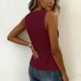 thumbnail image 4 of GERsome Womens Tank Tops Sleeveless Button Down Square Neckline Summer Casual Business Work Blazer Vests Wine Size M, 4 of 8