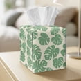 thumbnail image 5 of Xoenoiee Palm Leaf Print Tissue Box Cover Square PU Leather Tissue Box Cover Holder with Bottom Snap Decorative Organizer for Tabletop, Bathroom, Car, Office, Kitchen, 5 of 7