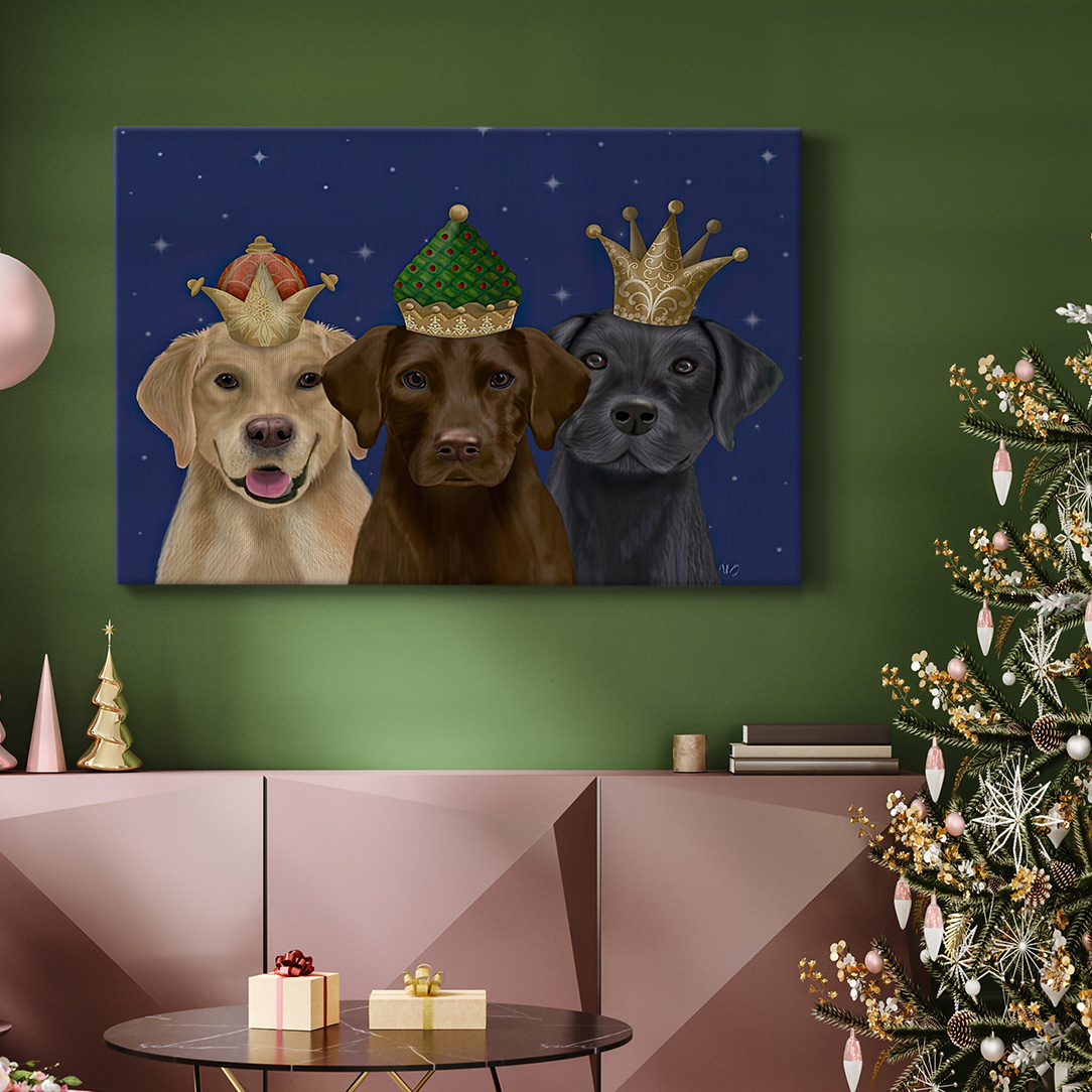 Christmas Labradors, Three Kings- Gallery Wrapped Canvas