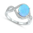 thumbnail image 4 of CHOOSE YOUR COLOR White CZ Oval Blue Simulated Opal Infinity Ring .925 Sterling Silver Band Female Size 6, 4 of 4