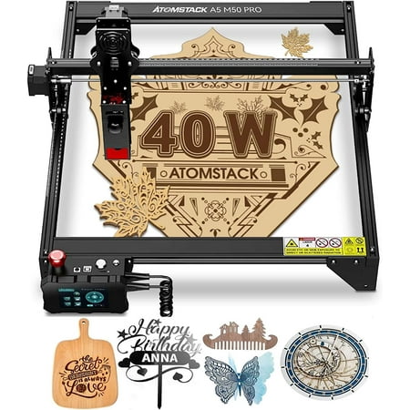 

A5 M50 Pro 40W Laser Engraver with 3.5 Touch Screen & 32-Bit Chipset 5W Output Power Laser Engraving Cutting Machine for Wood and Metal Ultra-fine Compression spot 0.08mm Carve Size 15.74 x16.14