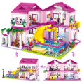 thumbnail image 1 of Juguete de construcción HSANHE Pink Girls Summer Villa Friends 1018 unidades, 1 of 7