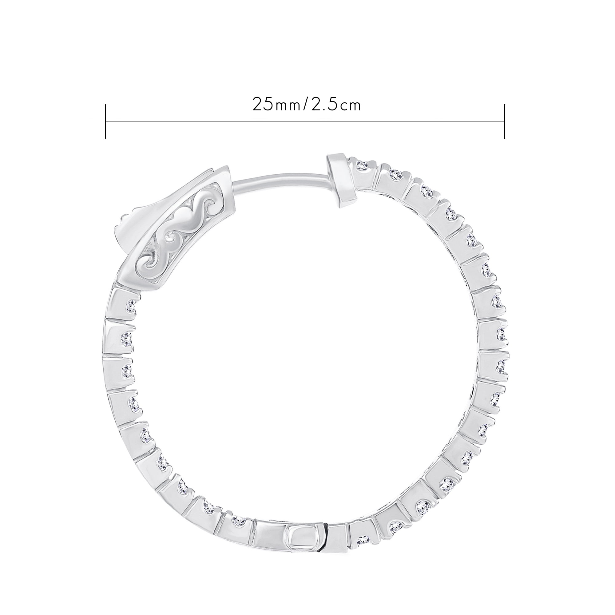 1 Carat Diamond Inside-Out Hoop Earrings for Women in 14k White Gold Elegantly Crafted with Secure Lock G-H by Beverly Hills Jewelers
