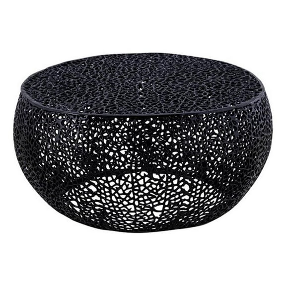 Pemberly Row Round Coffee Table Made with Aluminum in Black Color