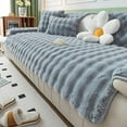 thumbnail image 3 of Nvzi Luxury Thick Faux Fur Plush Couch Cover Ultra Soft Anti-Slip Sofa Cover Fluffy Furry Sofa Slipcover Washable Furniture Protector for Kids Dogs Cats Pet (Light Grey,36"x70"), 3 of 4