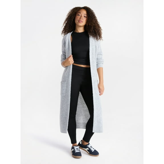 No Boundaries Ribbed Open Front Duster, Women’s