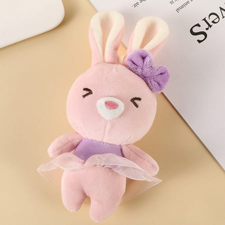 

Bunny Plush Doll Wear Resistant Ornamental Bunny Style Mini Stuffed Doll Car Interior Decor Backpack Pendant for Students