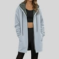 thumbnail image 2 of idosla Women's Zip Up Hoodie Long Tunic Hooded Sweatshirt Casual Oversized Fleece 2025 Fall Winter Jacket Coat With Pocket (Light Gray, 3XL), 2 of 5