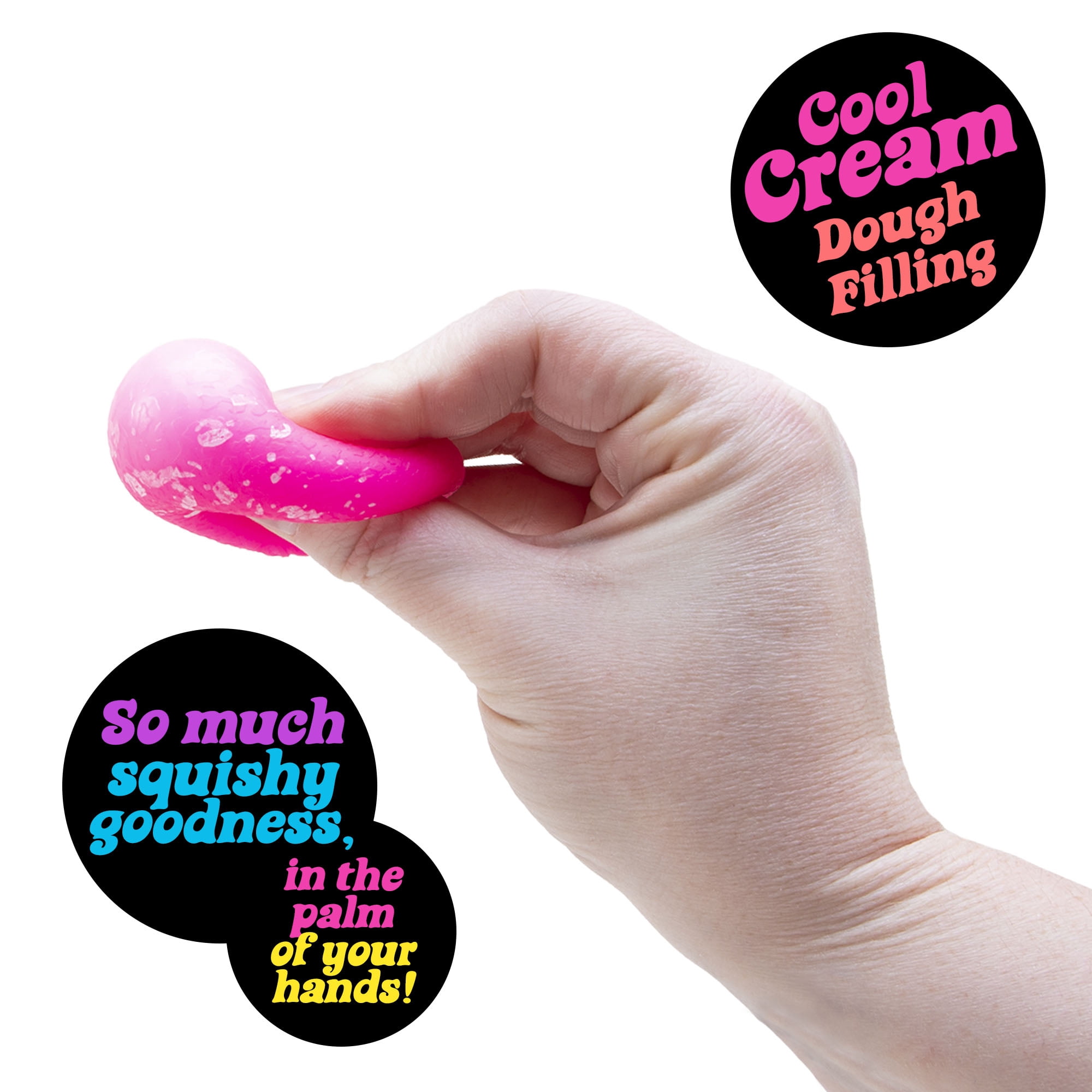 NeeDoh Donut Holes Sensory Squeeze Toy Set, 4 Pack Squishy Stress Balls with Dough Filling, Ages 3+