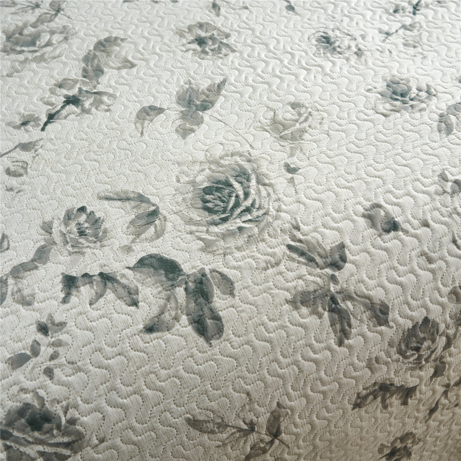 JML Quilt Set, Queen, Grey Flower, 3 Piece