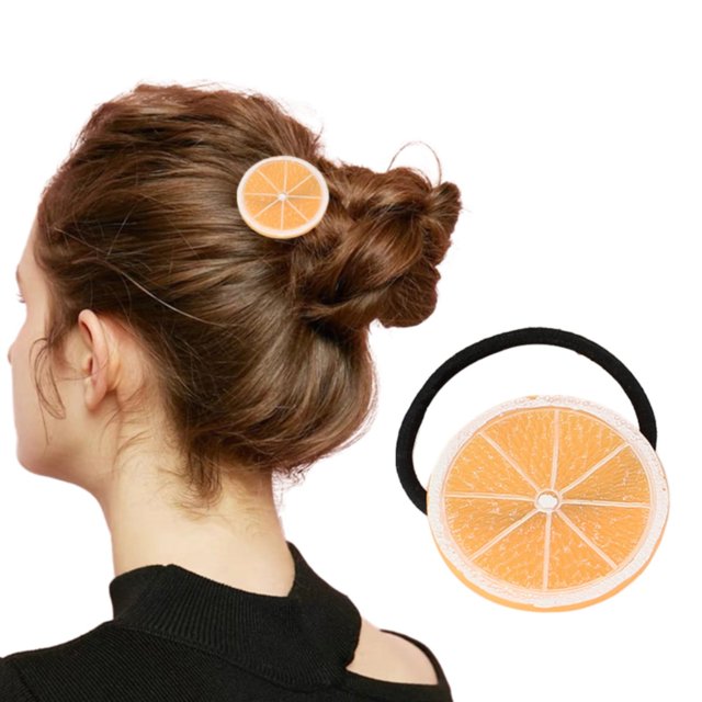 Elastic Headband Soft Ponytail Clip On Accessories Women'S Headband Fruit Headband Orange Slice Hair Clip Small Fresh Hair Accessory, Polyester Hair Clip