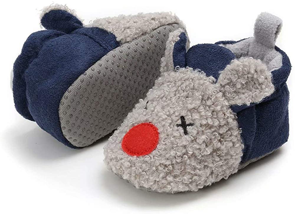 Baby Cozy Fleece Booties with Non Skid Bottom Infant Warm Winter Crib Shoes 