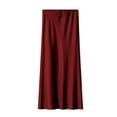 thumbnail image 2 of LYMAYTER Women Maxi Skirts Summer Satin Silk High Waist Drawstring Ruffle A-Line Maxi for Skirt S-XL, 2 of 9