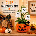 thumbnail image 2 of Crochet Halloween Potted Plant, Handmade Yarn Pumpkin Ghost Decor, 7.87 Inch Spooky Fall Tabletop Decoration for Desk, Shelf, Office, Bedroom and Home, 2 of 7