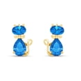 thumbnail image 2 of AFFY Pear & Oval Shape Simulated Blue Topaz Cute Animal Kitty Cat Stud Earrings In 14k Yellow Gold Over Sterling Silver, 2 of 5