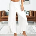 thumbnail image 2 of Cotton Basic Casual Pants Asymmetrical Women Simple Pants Side Slit Daily Outfit, 2 of 7