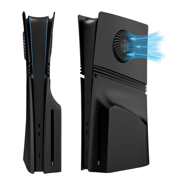 Uberwith Faceplate for PS5 Pro Disc Edition with Cooling Vent and Dust Filter, Face Plate Console Accessories Cover ABS Dustproof Replacement Side Shell Case Black