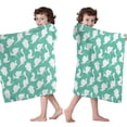 thumbnail image 4 of LightGreen Cartoon Dinosaurs Silhouettes Pattern Hooded Bath Towel，50"x30" for Ages 3 To 12 Kids, Quick Dry Lightweight Soft Microfiber Hood Beach Towel Cover Up for Kids, 4 of 7