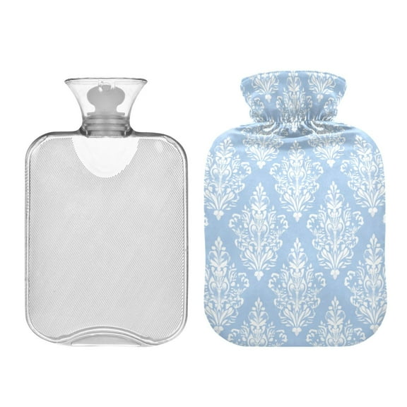 1L Fully Printed Hot Water Bottle Cover   Hot Water Bottle For Hot & Cold Compresses White Damask