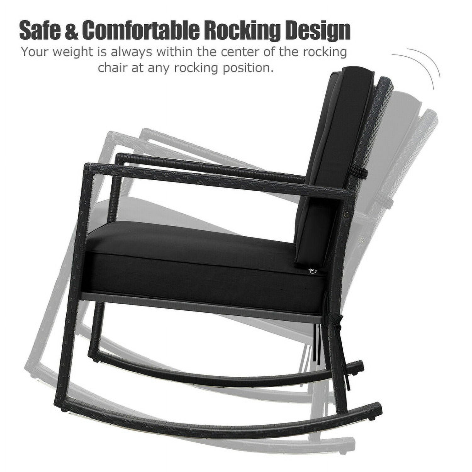 Aimee Lii Outdoor Rocking Chair, Patio Rocker Chair, Weather Resistant,for Lawn, Porch, Backyard, Indoor and Garden, Black