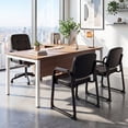 thumbnail image 4 of Costway Leather Office Reception Chairs Set of 2 withPadded Armrests Sled Base Metal Frame, 4 of 9