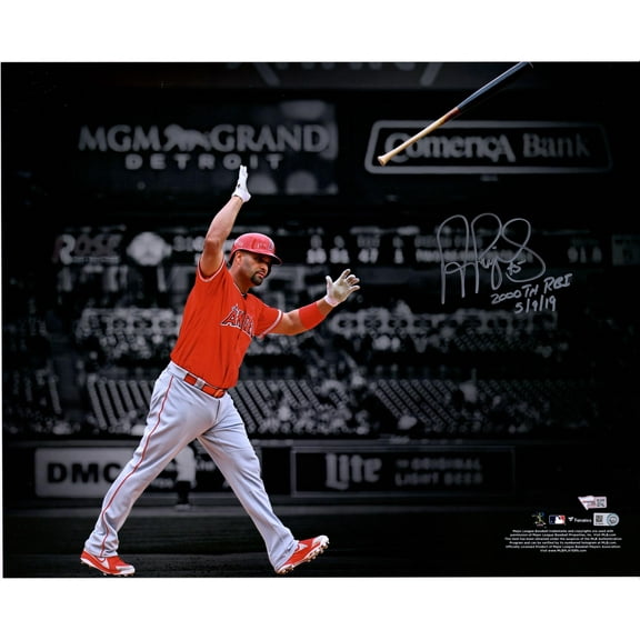 Albert Pujols Los Angeles Angels Autographed 16" x 20" Spotlight Photograph with "2000th RBI 5/9/19" Inscription - Fanatics Authentic Certified