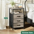 thumbnail image 3 of Nightstand with Charging Station, 27.6 Inch Bedside Table with Fabric Drawers, End Table with USB Ports and Outlets, Night Stand for Bedroom, 3 of 9