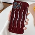 thumbnail image 3 of Compatible with iPhone 13 Pro Max Case Water Ripple Pattern Cute Curly Wave Frame Shape Shockproof Soft TPU Case for Women Girls Slim Phone Case (Burgundy), 3 of 13