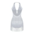 thumbnail image 4 of Nyeemya Women Flapper Cocktail Dress Shiny Tassel Latin Dance Costume Gymnastic Leotard Fringe White L, 4 of 5