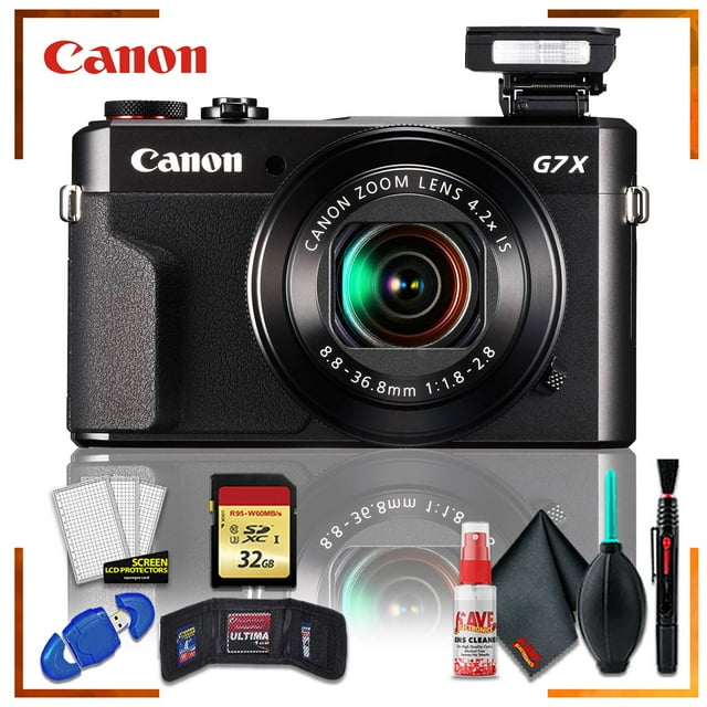 Canon PowerShot G7 X Mark II Appareil Photo Numérique (Modèle Intl) + Carte Mémoire SD 32 Go + Kit de Nettoyage