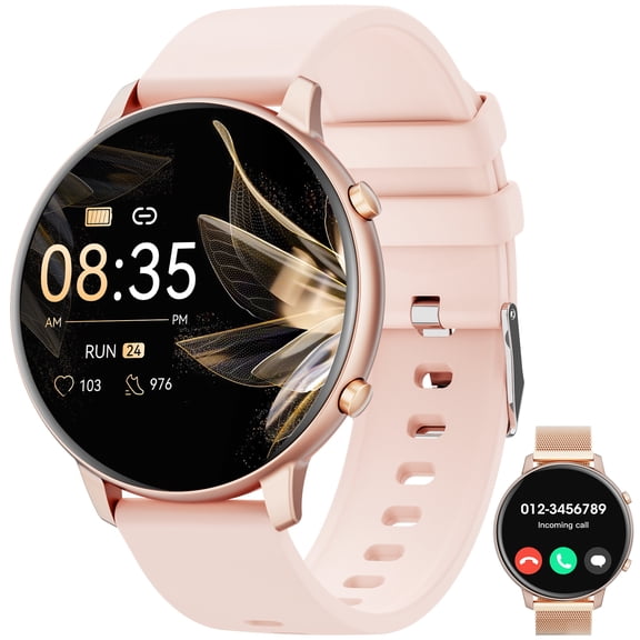 Smart Watch fits for Android and Iphone, 1.39"  HD Fitness Tracker, Women's Smartwatch with Answer/Make Calls/Message Reminder/100 Sports Modes, IP68 Waterproof watch for Gift, Gold