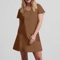 thumbnail image 5 of WRKEKC Summer Casual Dresses for Women, Womens Plus Size T-Shirt Dresses, Womens Loose Fitting Dresses,Women's Fashion Summer Solid Color Short-Sleeve V-Neck Casual Dress, 5 of 7