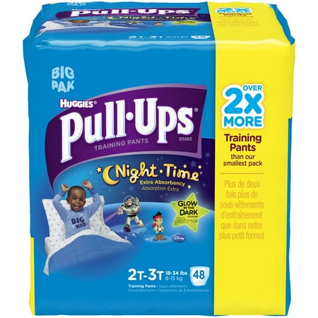 HUGGIES Pull-Ups Boys' Training Pants Night Time Extra Absorbency, Big Pak, (Choose Your Size)