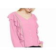 thumbnail image 3 of Planet Gold Juniors' Ruffle Jacquard Top Pink Size Small, 3 of 4