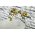 thumbnail image 2 of Kingston Brass KS6127DX Concord Double-Handle Wall Mount Bathroom Faucet, Brushed Brass, 2 of 8