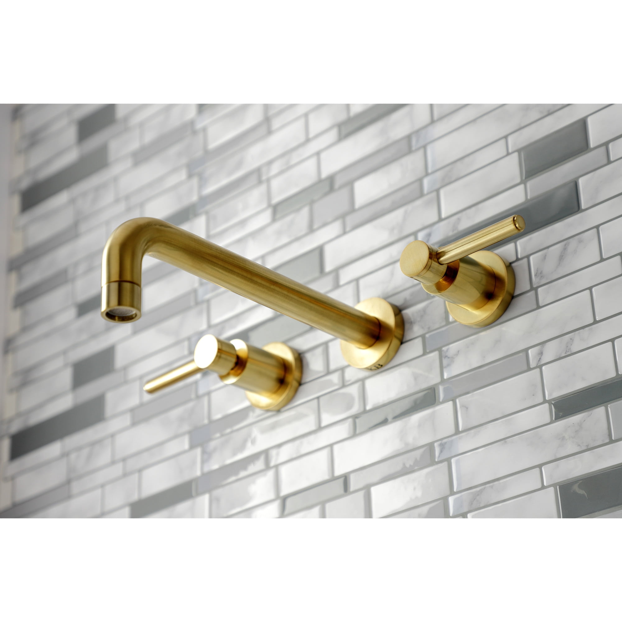 Kingston Brass KS8027DL Concord Two-Handle 3-Hole Wall Mount Roman Tub Faucet in Brushed Brass