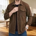 thumbnail image 5 of DPTALR Men's Casual Solid Color Turndown Collar Long Sleeve Shirt with Pockets,Coffee,Big and Tall Men L, 5 of 5