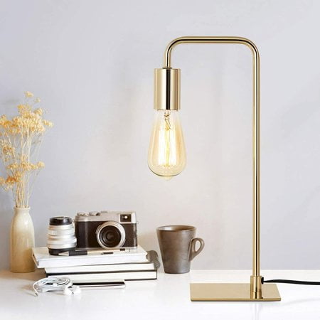 Industrial Desk Bedside Lamp,Small Nightstand Lamp for Bedroom, Office,Gold