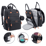 BabbleRoo Original Diaper Bag Backpack – Large 26L Baby Bag with Changing Pad, Insulated Bottle Pockets & Stroller Straps, Waterproof Travel Bag for Moms & Dads, Black
