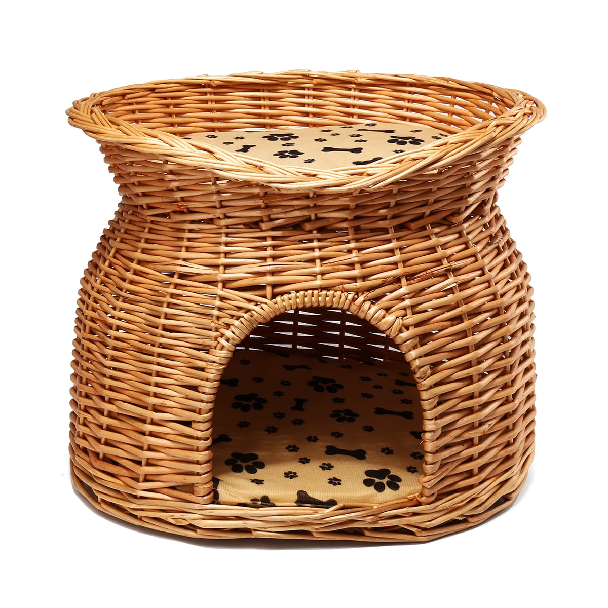 cat tree with wicker basket