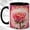 Black, variant on Single Pink Rose Accent Mug, 11oz Ceramic Coffee Cup for Rose Lovers