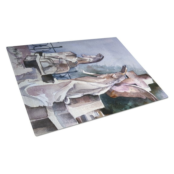 Caroline's Treasures Angels in the Cemetary with Cross Glass Cutting Board Large