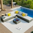 thumbnail image 2 of Furvclv 8-Pieces Patio Furniture Set, Sectional Couch With 2 Ottomans, Coffee Table, Corner Sofa, 4 Single Sofa, Anti Slip Feet, Waterproof Sofa For Garden, Porch, Backyard, 2 of 9